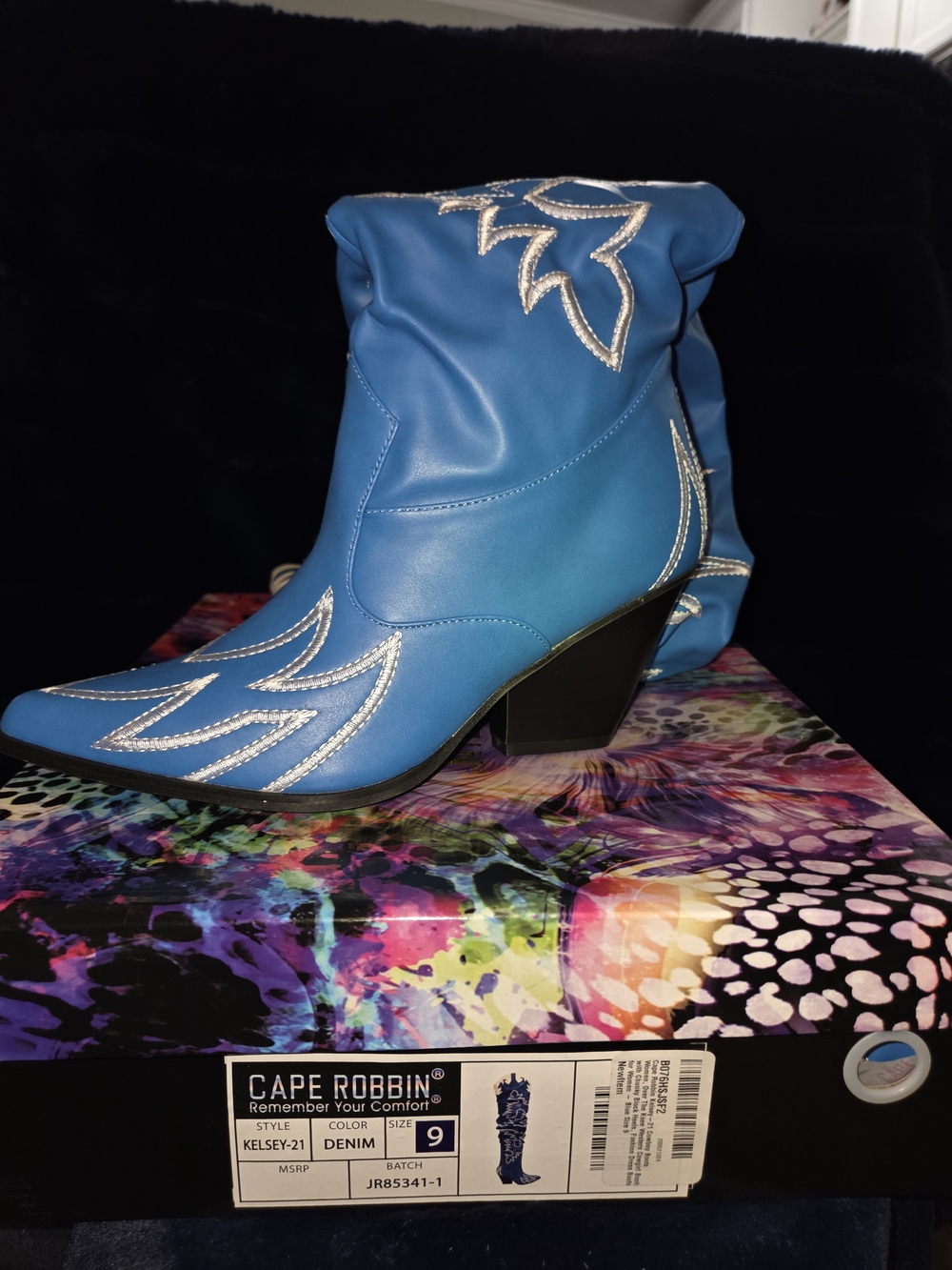 Cape Robbin Denim Blue Western Ankle Boot